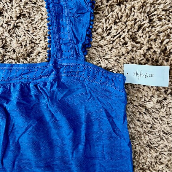 Style & Co. Women's Waffle Knit Tank Top Blue Size Large NWT - Picture 4 of 5